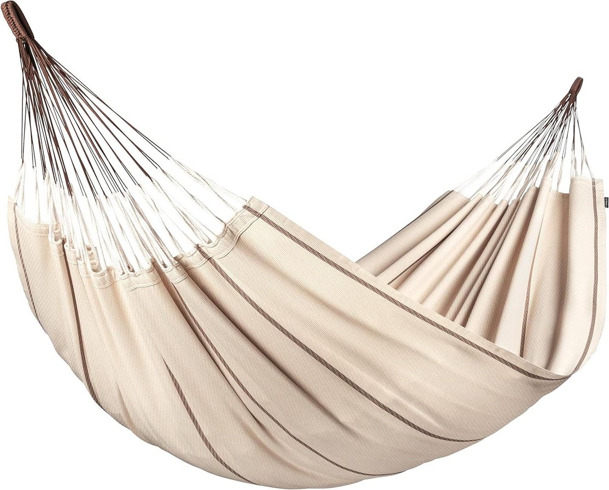 Kingsize Hangmat - Klassieke Hangmat - Ontspannen in de tuin - Hoge ophangbanden - 200 kg - Nougat