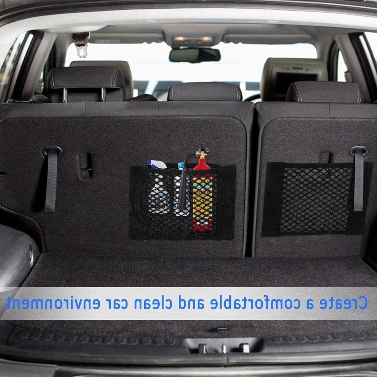 Universele 4-delige Auto Bagagenet 30 x 25 cm - Elastisch Net met Klittenband voor Kofferbak, Ideaal voor Luggage, Organisatie en Bescherming