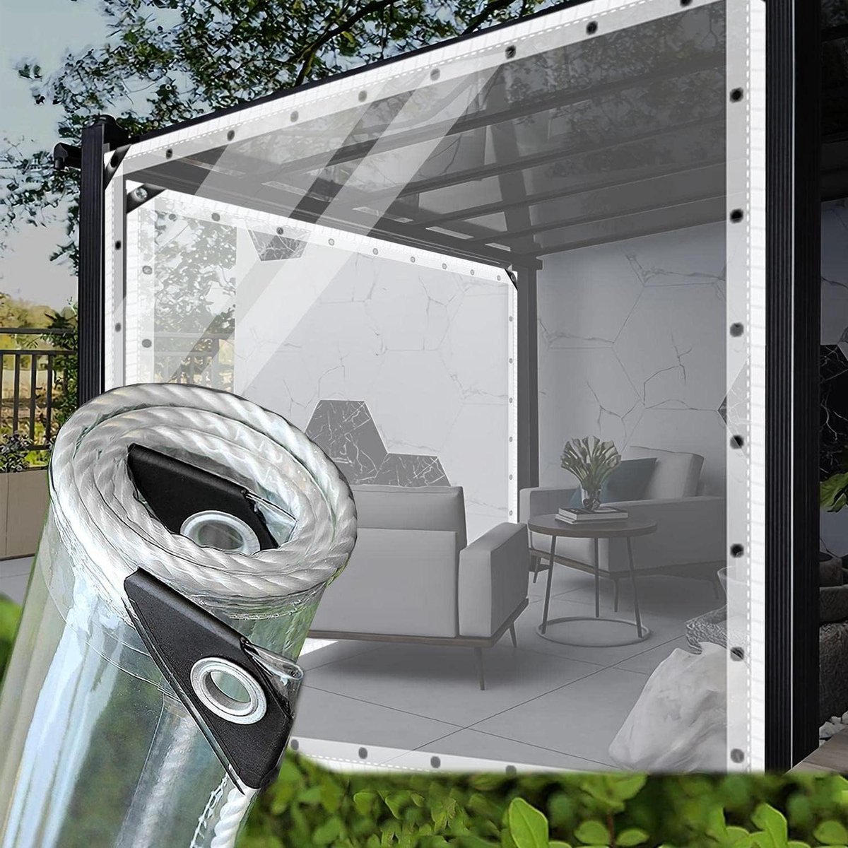 Transparant Afdekzeil - Beschermend Zeil PVC - Tuinieren Regenbescherming - Glashelder Waterdicht Materiaal - 3 x 6 m - Doorzichtig