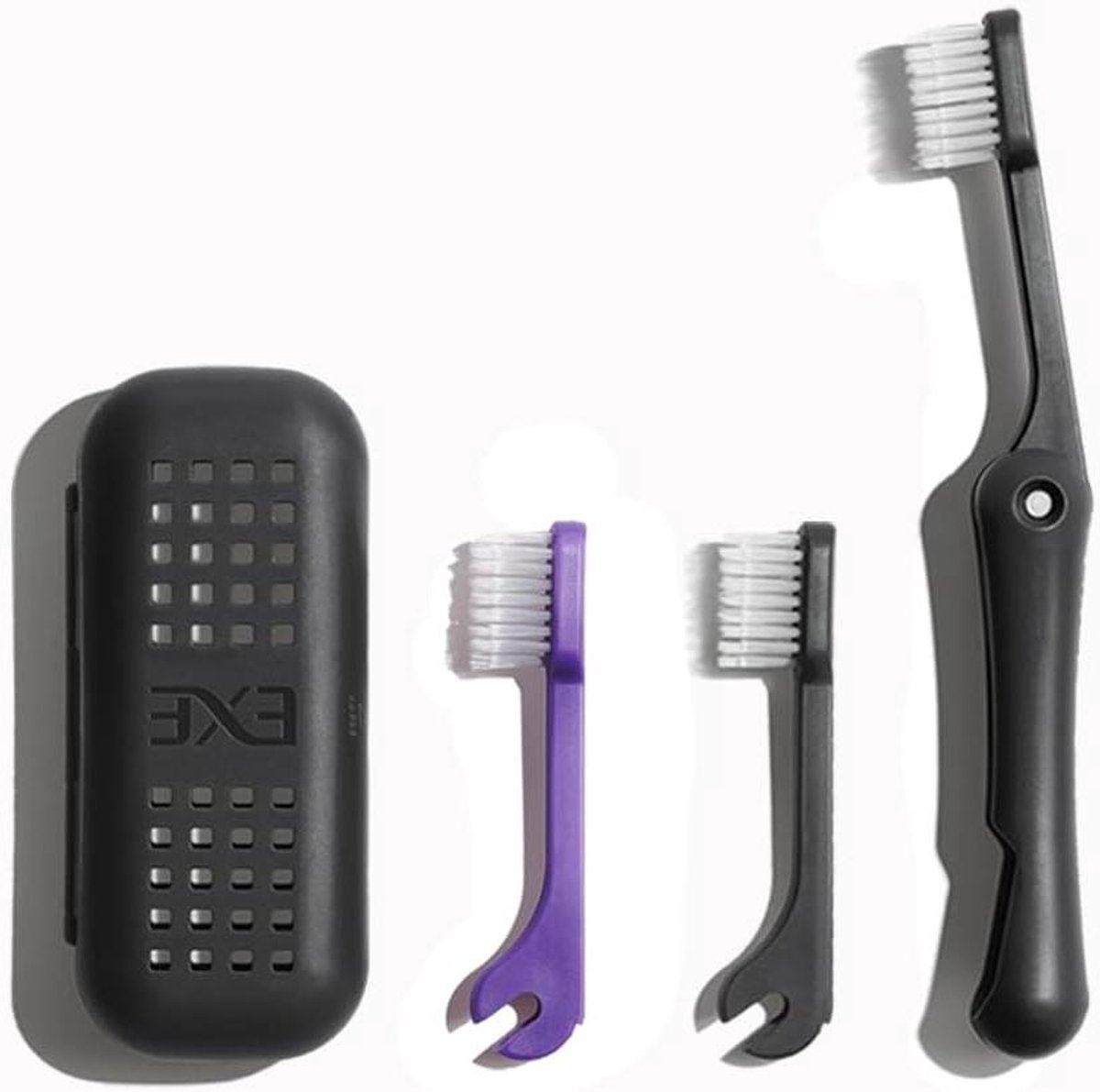 Opvouwbare Tandenborstel - Reistandenborstel Tandenborstelhouder - Hygiënisch Reizen - Geventileerde Reiskoffer - 16 x 3 cm - Zwart Paars