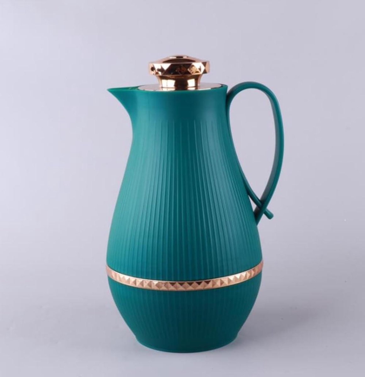 Thermoskan met Drukknop - Drank Dispenser Karaf - Dranken Warm Houden - Dubbelwandig Vacuümgeïsoleerd - 1 Liter - Groen