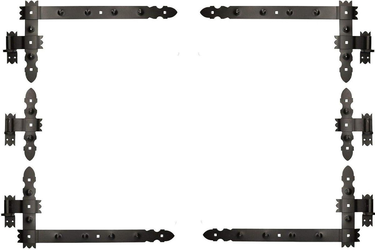 Hoekband Scharnier - Kruisband Raamlint - Deuren en Ramen Bevestigen - Gepoedercoat Staal - 600 x 300 mm - Zwart