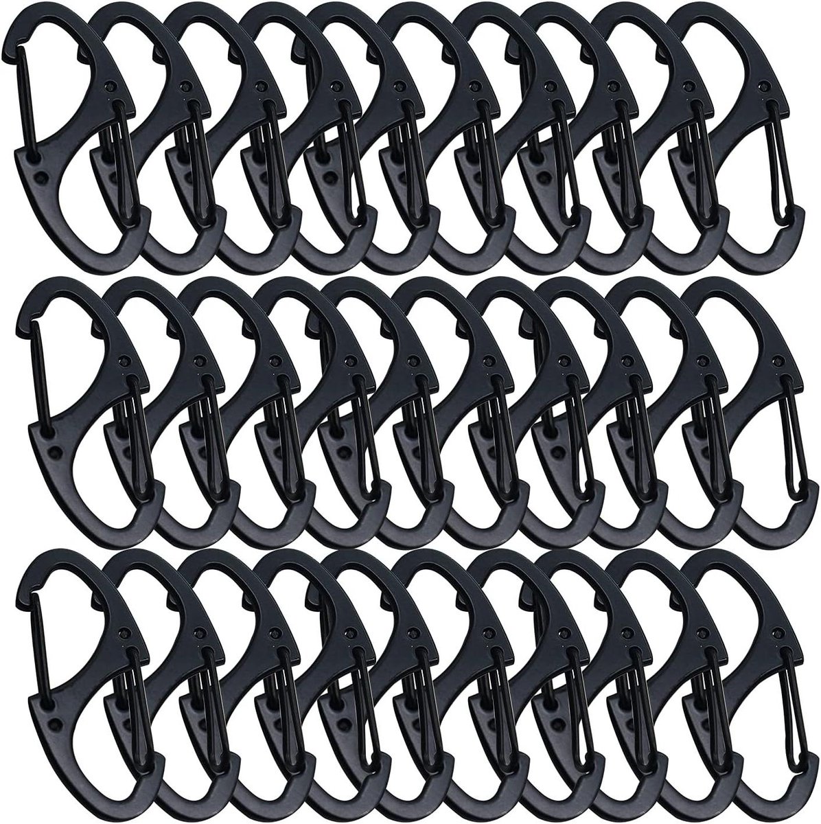 Kleine Karabijnhaak Clips - Dubbele Haken Sleutelhanger - Sleutels Organiseren - Dubbele Veerpoort - 41 mm Lengte - Zwart
