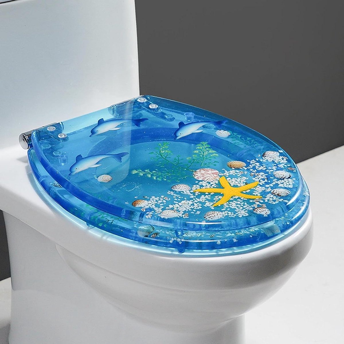 Hars Toiletbril - WC Deksel - Badkamer Decoratie - Schokabsorberend Ontwerp - 42 cm x 36 cm - Stijl D