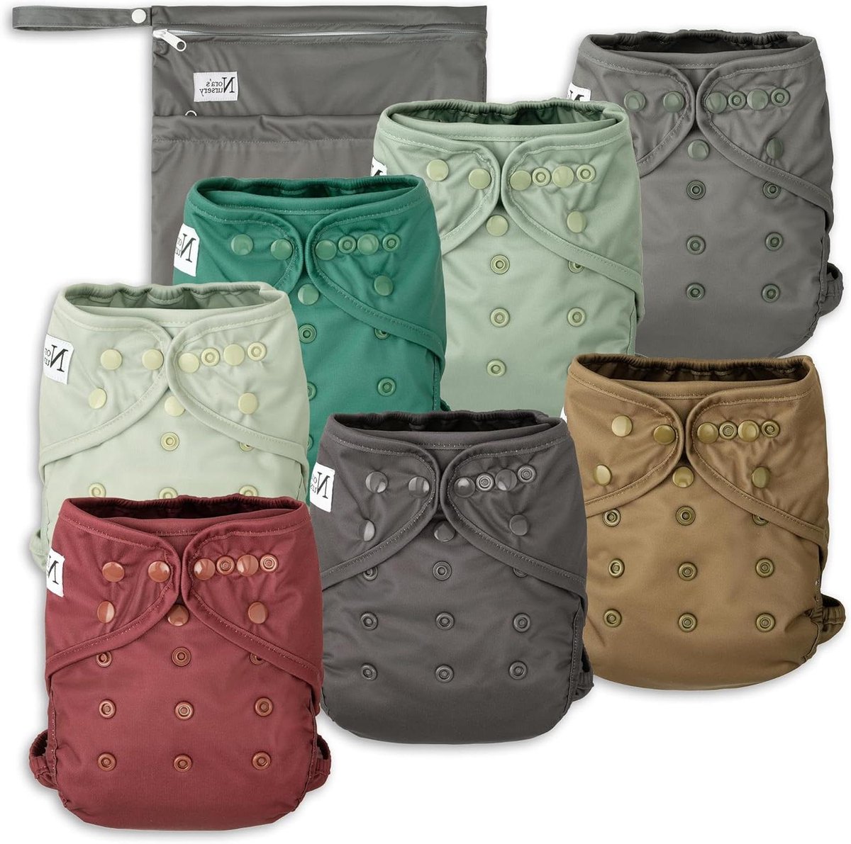 Stoffen Luierhoes - Wasbare Luiers - Baby Verschoon - Dubbele Beeninzetstukken - 7 Stuks - Hickory