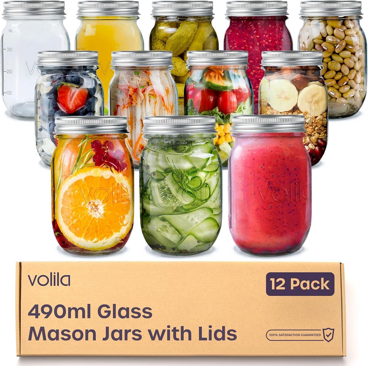 Overnight Oats Potjes - Mason Jar - Meusli Beker met Deksel - glasspot