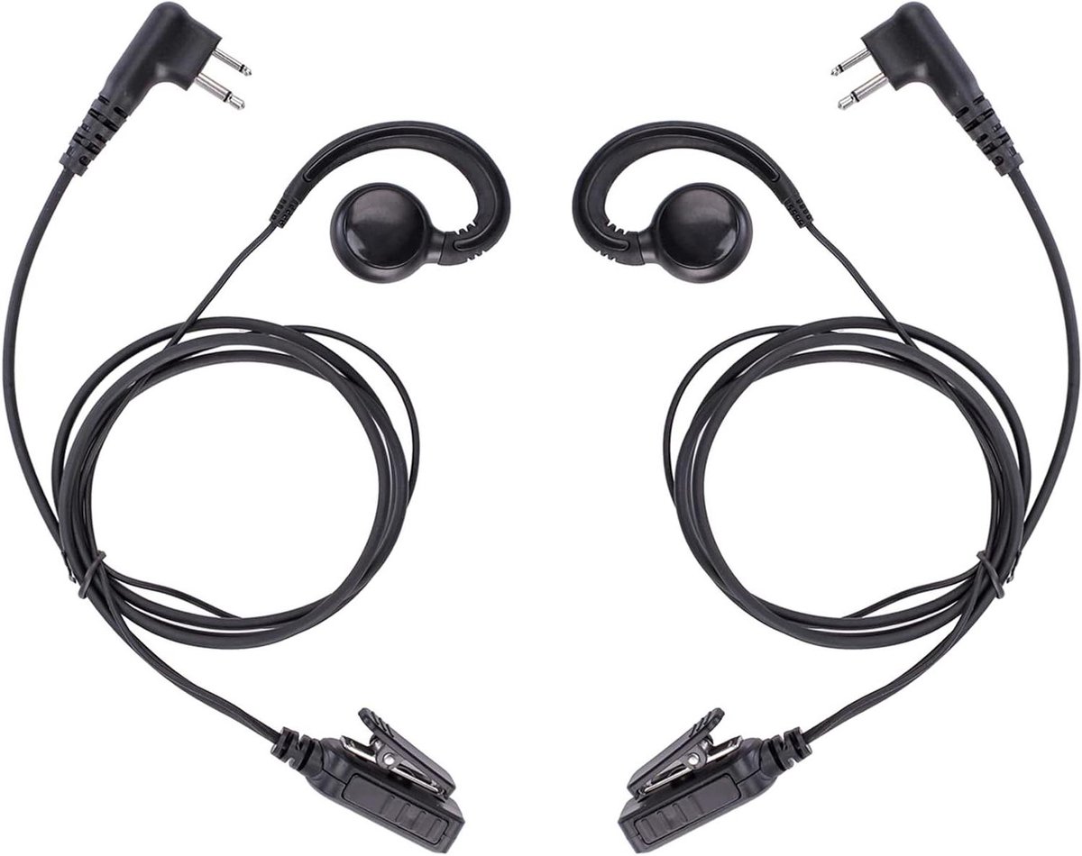 Walkietalkie Headset - Oortje Microfoon - Communicatie Radio - Bedraad PTT - 2 Stuks - Zwart