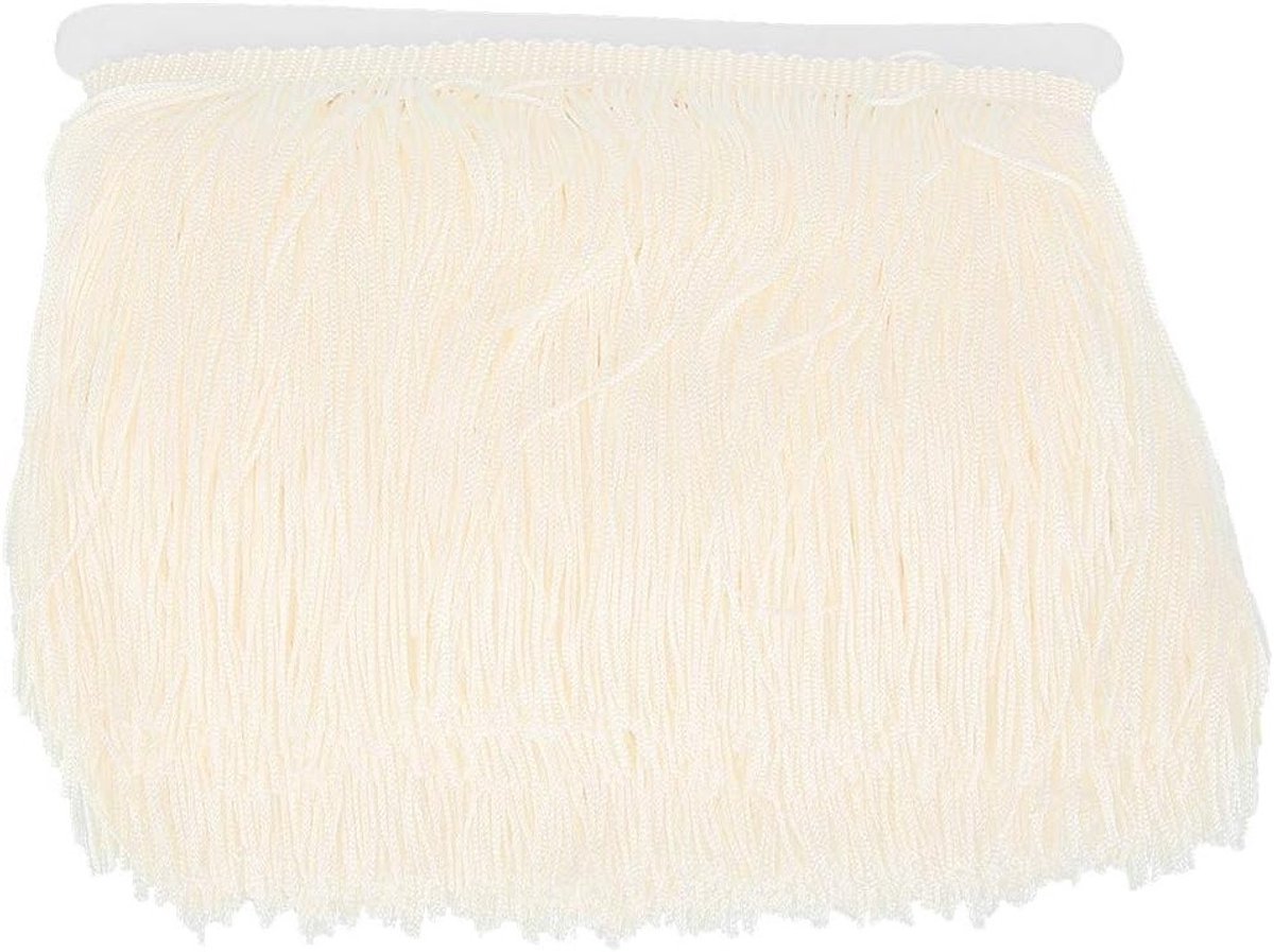 Franje Bies van 10 Yard en 14 cm Lange Franje Kwast van Polyester voor DIY Latin Jurk, Podiumkleding en Gordijnaccessoires (Beige)