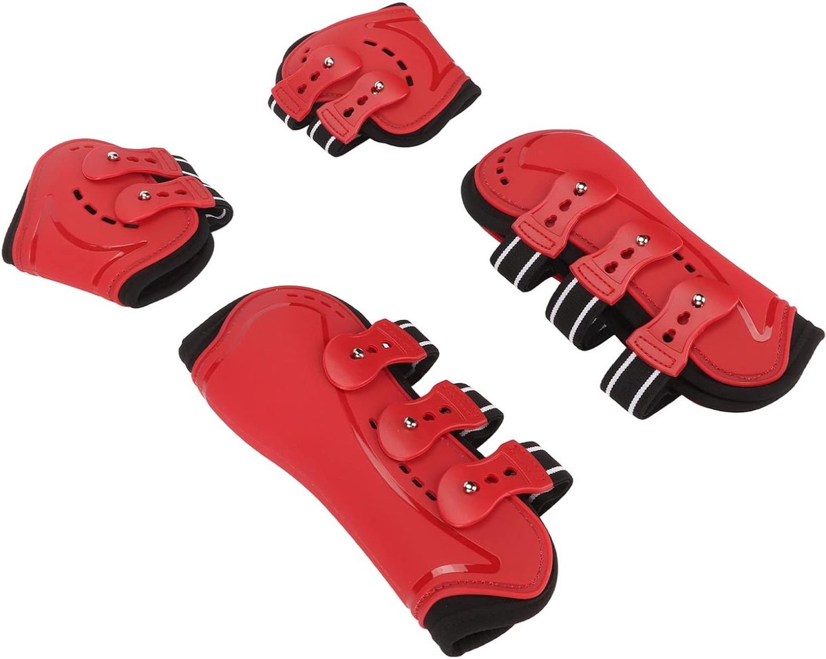 Rode Beenbeschermers voor Paarden, Voorkomt Warmteontwikkeling, Ideaal voor Paardensport en Accessoires (Groot)
