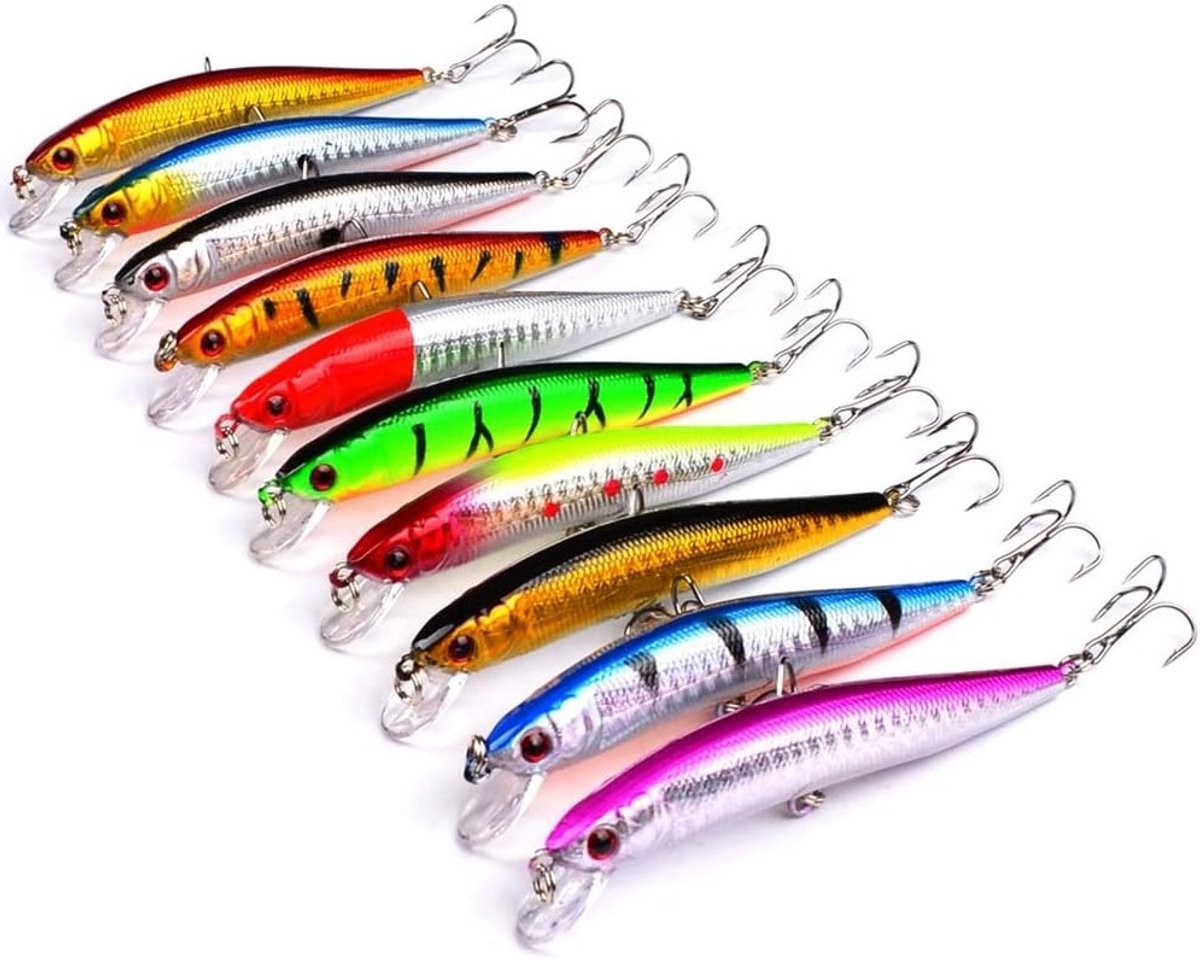 10 Stuks Hard Minnow Aas, Realistische Swimbait Vissen Lures voor Snoek en Forel, Topwater Crankbait voor Zoet- en Zoutwater