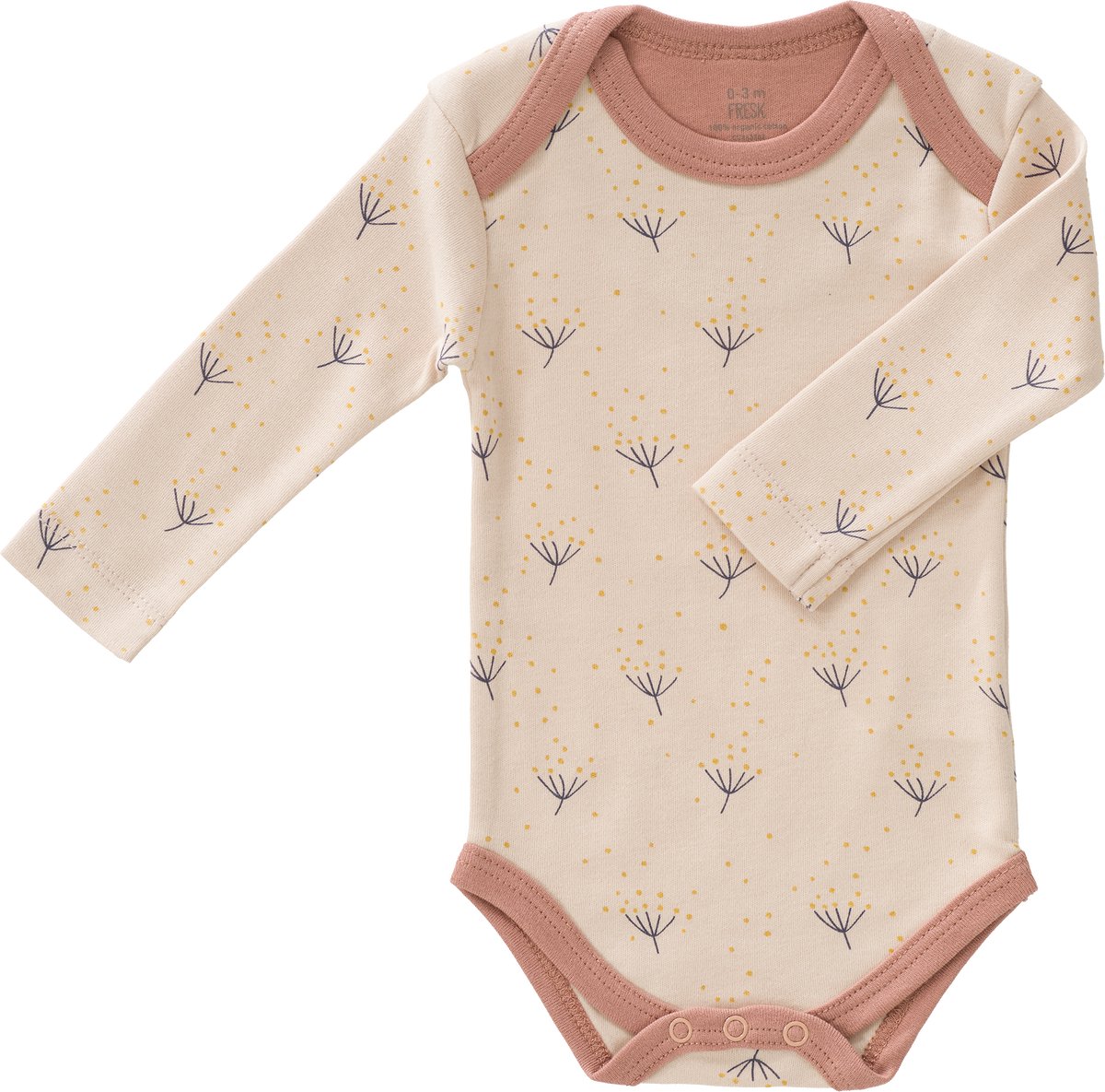 Fresk Romper met Lange Mouwen 3-6 m - Babykleding - Biologisch Katoen - Roze - Dandelion