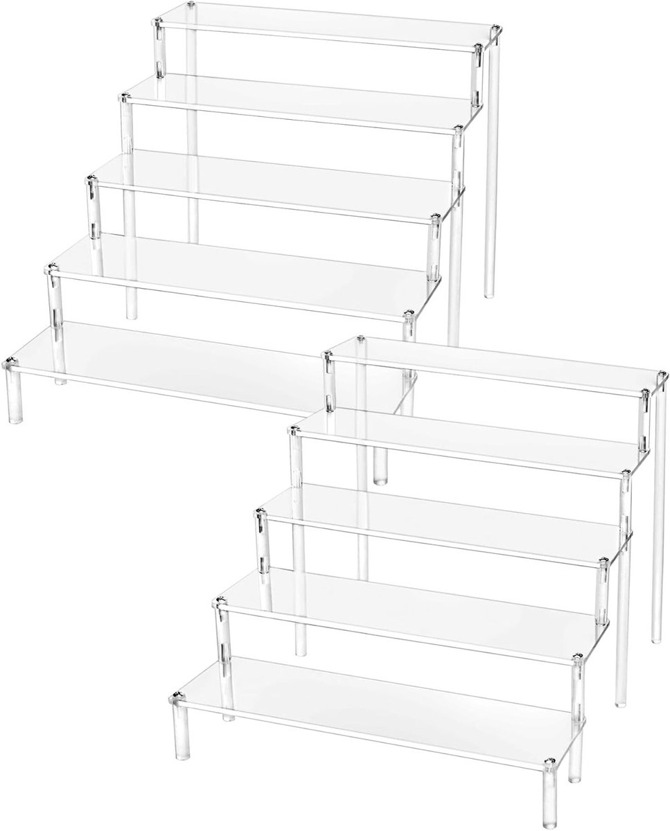 5-laags Transparante Acryl Display Stand voor Figuren, Sieraden, Cupcakes en Make-up, 32x30x25cm (2 stuks)