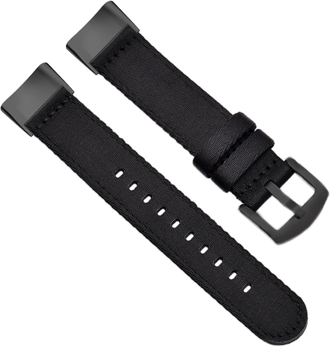 Geweven Nylon Band - Sportarmband Ademen - Dagelijks Gebruik - Verstelbaar & Zacht - Compatibel met Fitbit Charge - Zwart