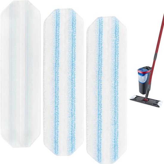 Recharges de tampons de vadrouille en microfibre - 3 pièces, compatibles avec Vileda H2Pro & O-Cedar