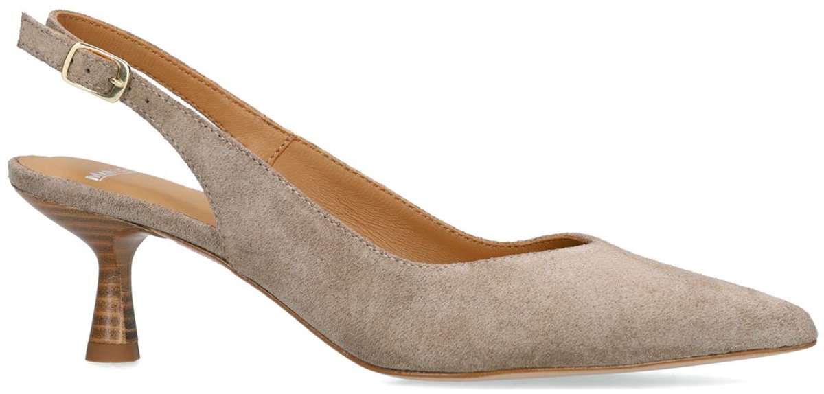Manfield - Dames - Taupe suède slingbacks - Maat 37