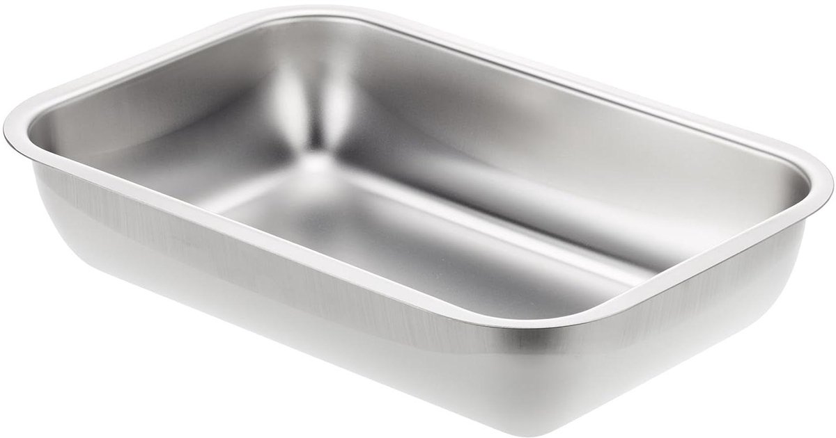 Roestvrijstalen Schaal - Lab Kom - Laboratorium Gebruik - Sterk Afgeronde Bodem - 24x16x4.5 cm - Zilver