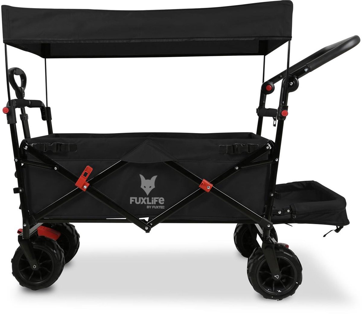 FUXLIFE by FUXTEC CTB800 Strand Bolderkar - Beach Handkar - Zwart | Ideaal voor Zand & Zee - Opvouwbare Transportwagen - Max. 75kg