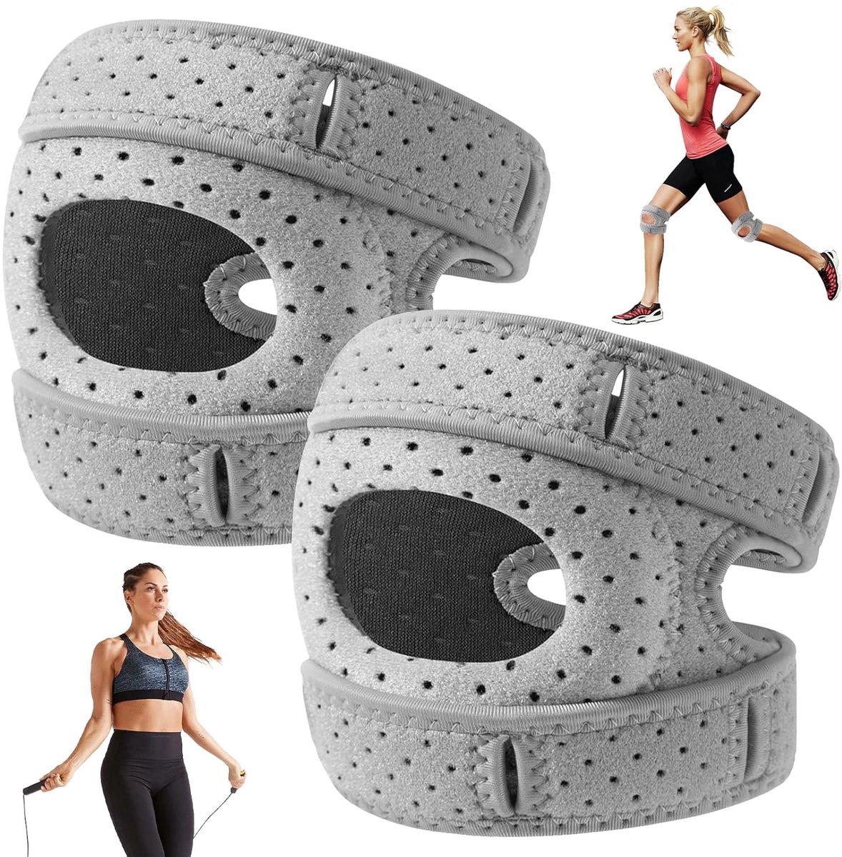 JeiibrZui Sport Serie Kniebrace - S/M - 2 Stuks - Verstelbare Patella Steun voor Hardlopen en Fitness