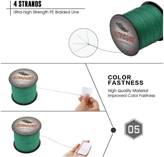 Gevlochten Vislijn - Visdraad Dyneema - Vissen - Ongelooflijke Slijtvastheid - 100m 30lb - Rood — afbeelding 3
