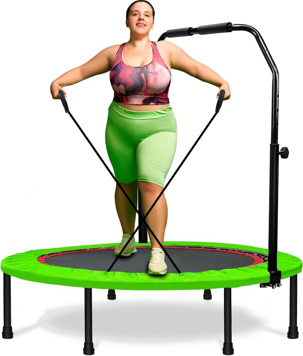 Mini Trampoline - Fitness Rebounder - Indoor Workout - Verstelbare Schuimstang - 1016 cm - Groen
