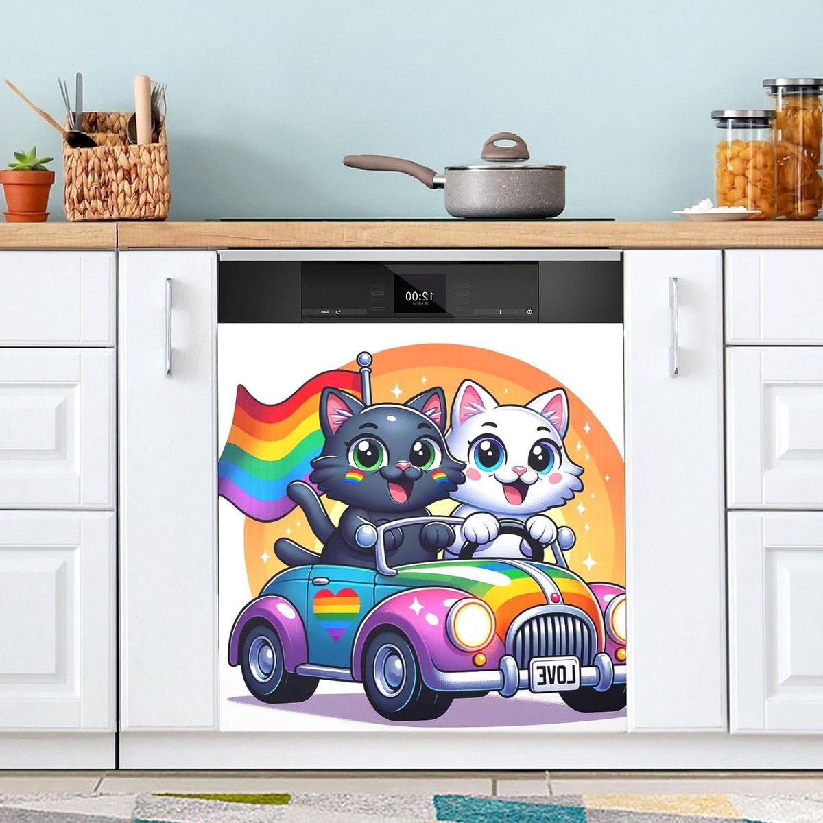 Vaatwasser Magnetische Cover - Keuken Decoratie - Keuken Opfrissen - Universele Compatibiliteit - 23x26 Inch - Pride Katten Auto