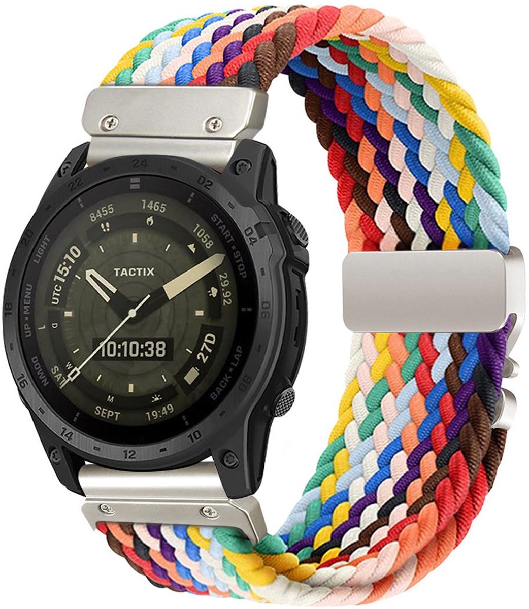 By Qubix - Braided nylon band met parachute sluiting - Multicolor Spring - Geschikt voor Garmin Quatix 8 - 51mm
