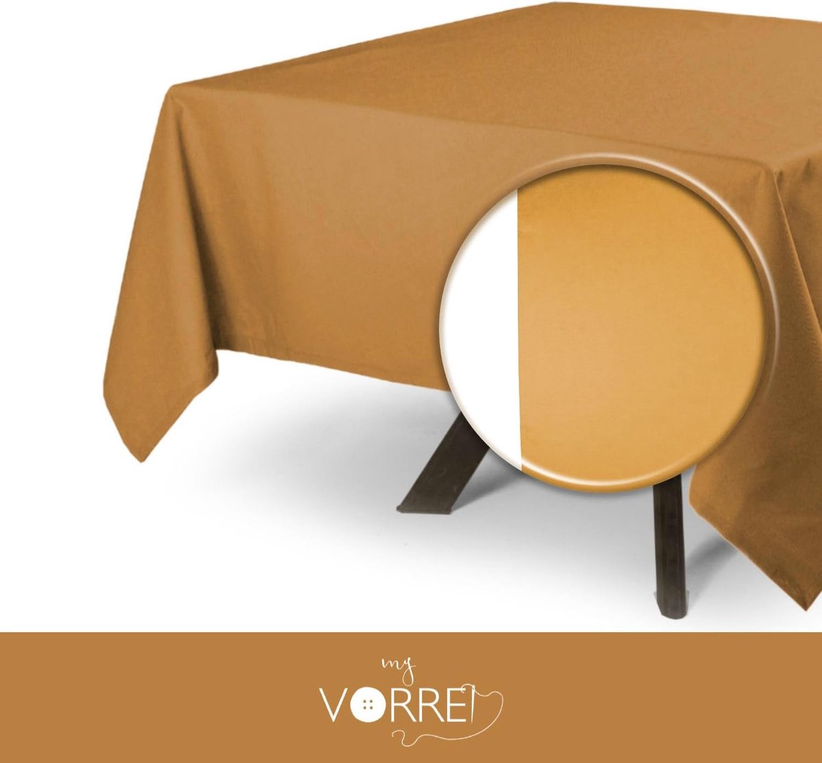 Vierkant tafelkleed - Keukentextiel - Eettafel decoreren - Garen geverfd - 175x175 cm - Oranje