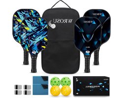 Pickleball Paddles Set - Rackets Pickle Ball Apparatuur - Sport Spelen - USAPA Goedgekeurd - 4 stuks - Zwart