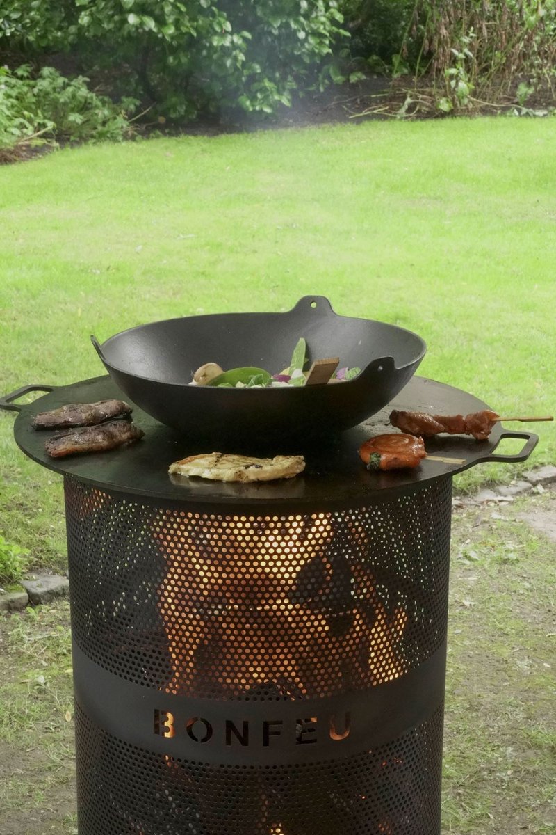BonFeu BonVes Fire Basket 45 cm - With Grill Grate and Poker - Black