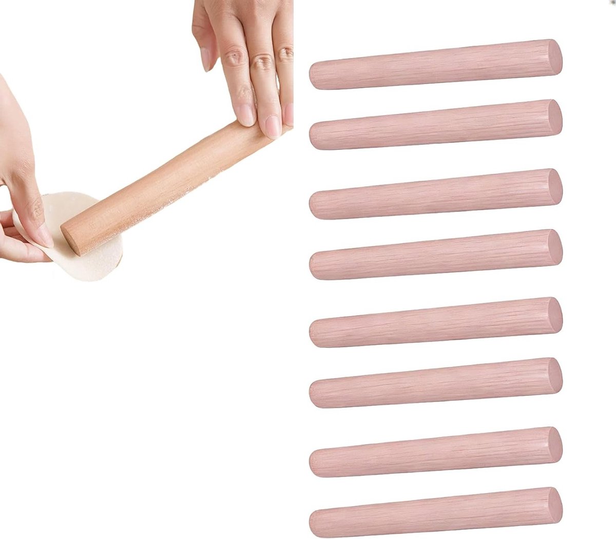 Houten deegroller voor pizza, cake en pastadeeg - 16x2.8 cm, ideaal voor bakken en koken