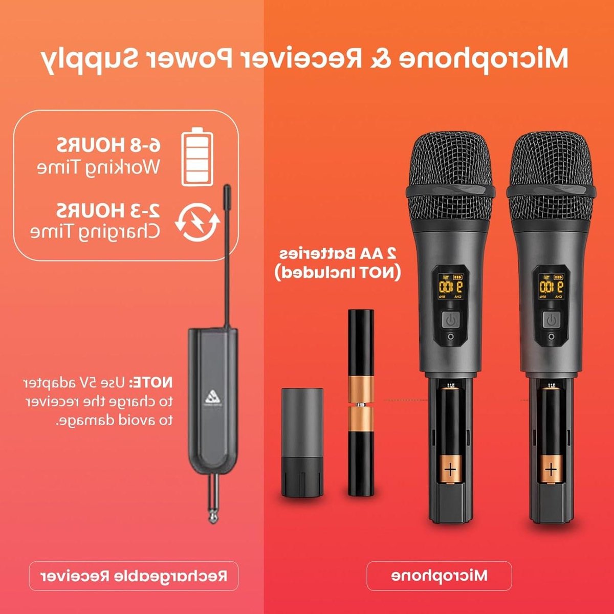 Draadloze Microfoon Set - UHF Microfoons - Podium Optredens - 15 Instelbare Kanalen - 60 m Bereik - Zwart