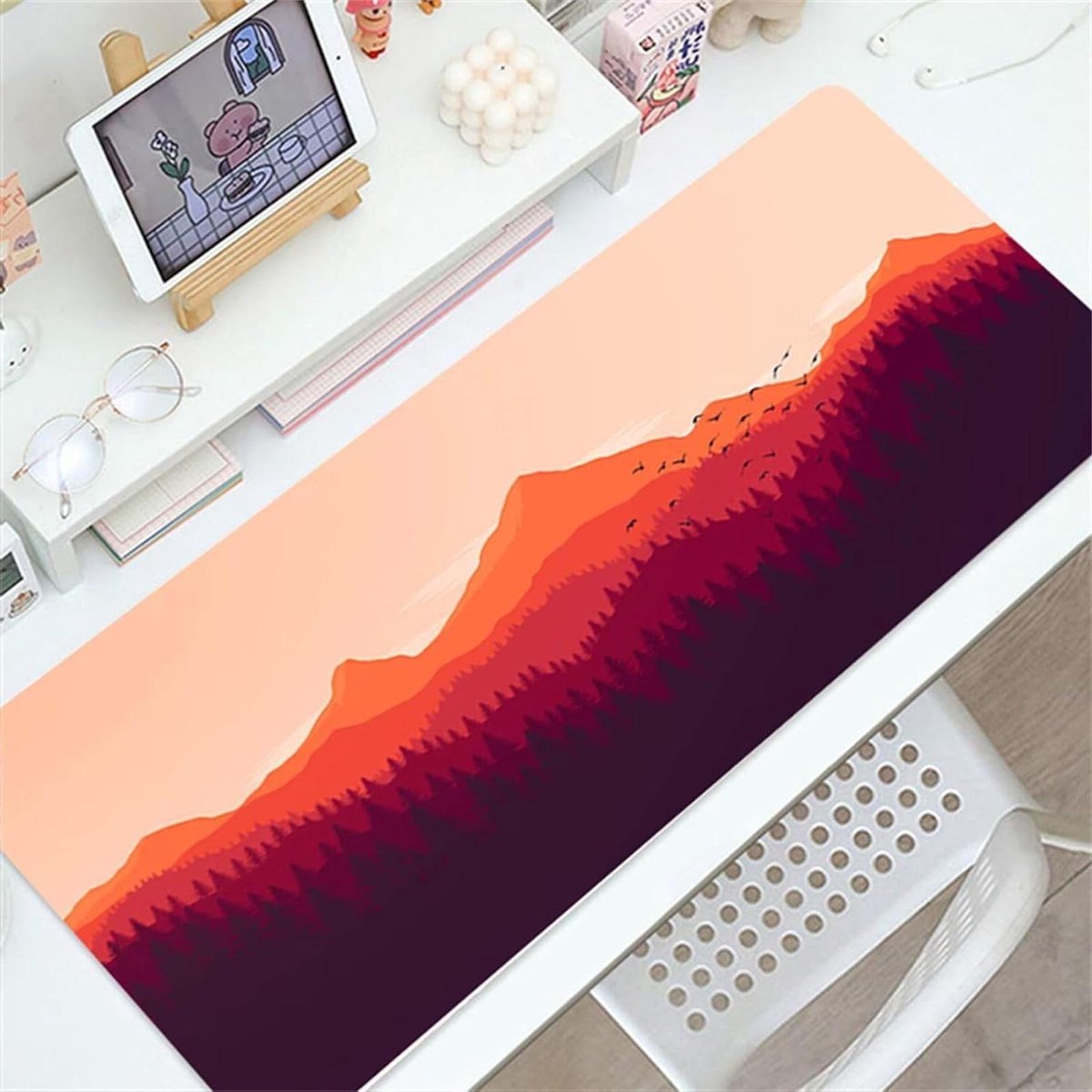 Grote muismat - Bureau mat - Comfortabel werken - Stabiele rubberen basis - 100 x 50 cm - Natuur bos
