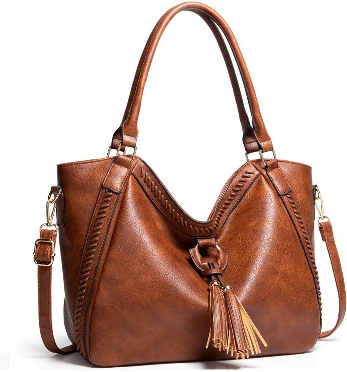 Dames Handtas - Schoudertas Hobo - Vrije Tijd - Hoge Capaciteit - 35 cm Breed - Zwart