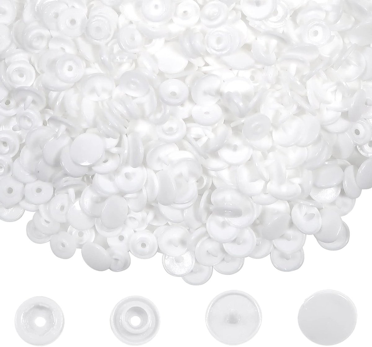 500 Plastic Witte T5 12 mm voor Accessoires, Kleding, DIY, Handwerken en Scrapbooking