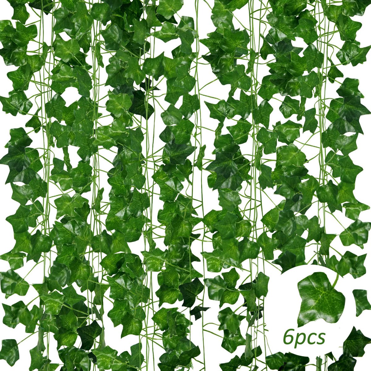 6 Stuks Kunstmatige Klimopplanten - Totale Lengte 12.6 Meter - Kunstplanten voor Tuin, Wanddecoratie, Slingerplanten - Artificial Ivy Vines for Garden, Home, Wedding - Fake Ivy Wall Decor - Hanging Ivy Plants
