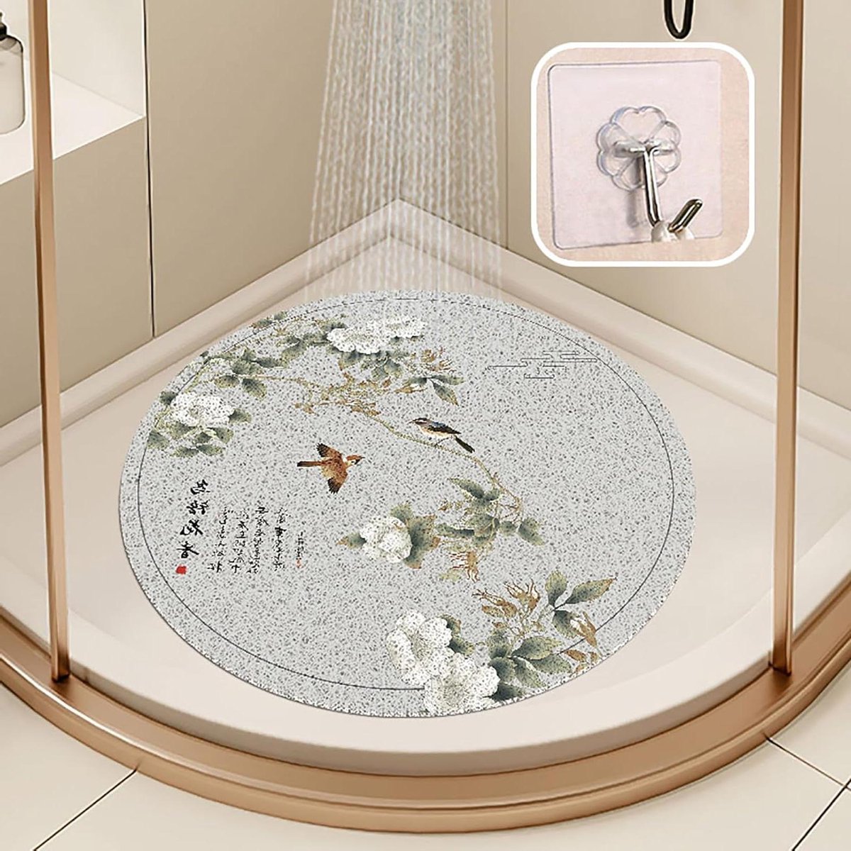 Antislip Douchemat - Badmat Rond - Veilig Douchen - Zacht Loofah Oppervlak - 80 x 80 cm - Q