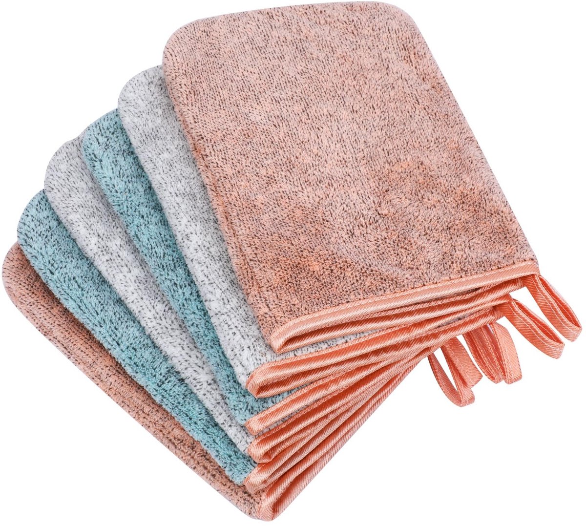 Store_8 - Microfiber Body Wash Wanten - Herbruikbare Make-up Remover - Super Absorberend en Zacht - 6 Pack - Geschikt voor Volwassenen - Koraal Fleece