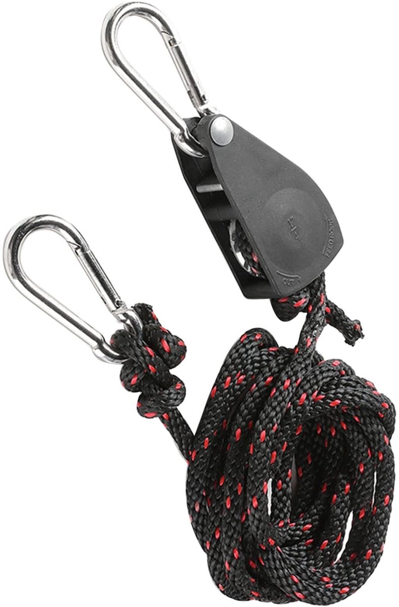 Allecto - Katrolsysteemset - Verstelbaar Katrolblok - Hijsen van Lampen - 2 Meter Nylon Touw - Roestvrij Staal - Sterk en Betrouwbaar - Geschikt vo...
