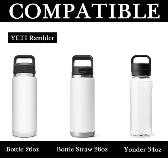 Waterfles Beschermer Hoes - Siliconen Antislip - 2-Pack - Zwart - Compatibel met YETI Rambler en Yonder Flessen 26oz en 34oz. — afbeelding 5