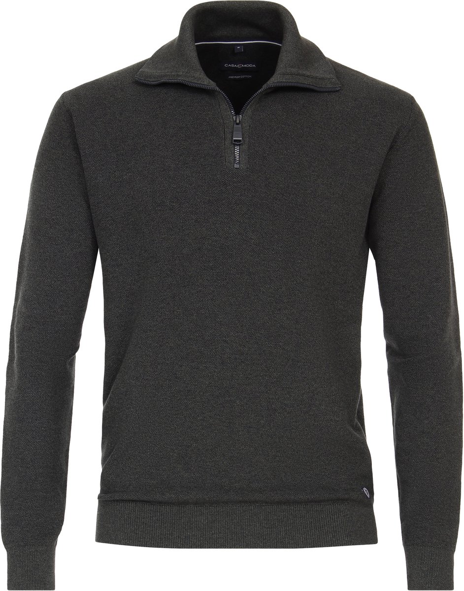CASAMODA Half Zip Pullover Donkergroen - Maat XL - Heren - Pullovers