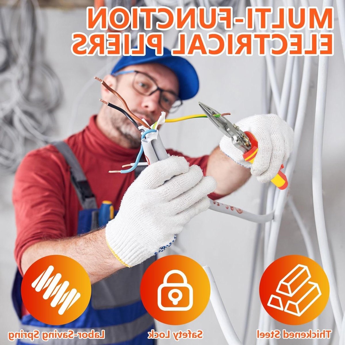 Multifunctionele Striptang - Draadstripper Spanningstester - Elektrische Werkzaamheden - Geïntegreerde Stroommeting - 21 cm - Geel