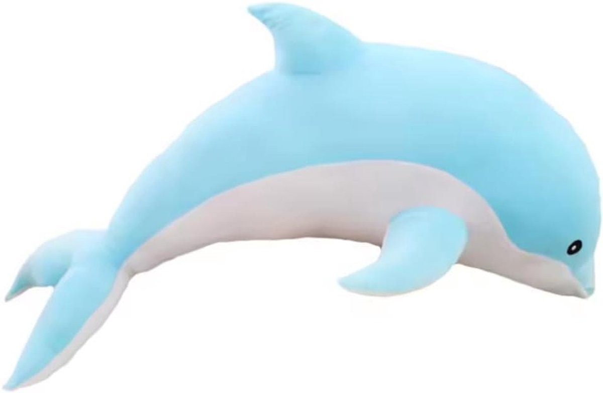 Pluche Dolfijn - Zeedier Knuffel - Kinderslaapkussen - Superzachte stof - 50 cm - Blauw