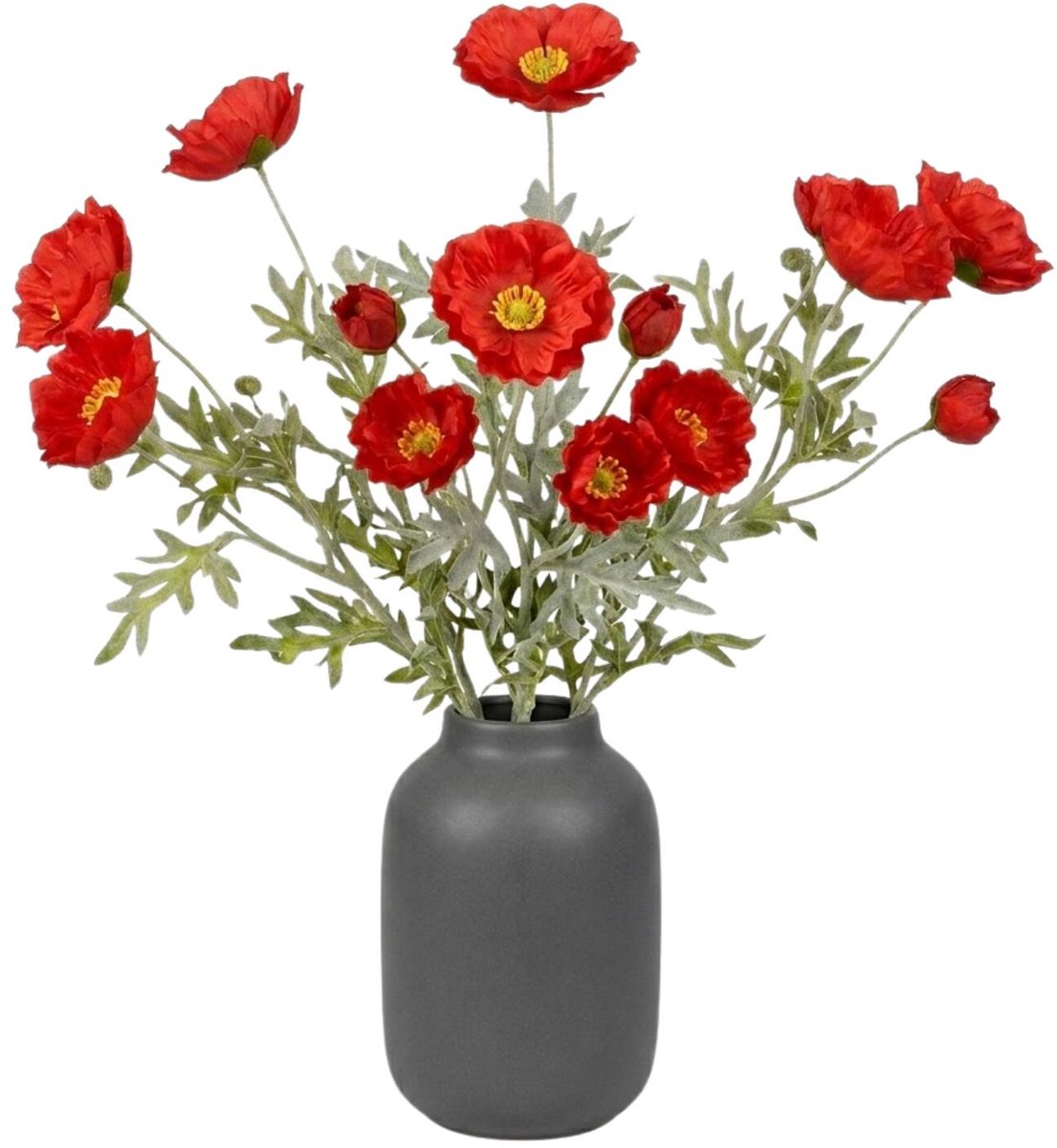 Mica Decorations Kunstbloem Klaproos Poppy - 4x - H62 cm - rood - kunststof - stelen kunstbloemen - boeket - roodn bloemetjes