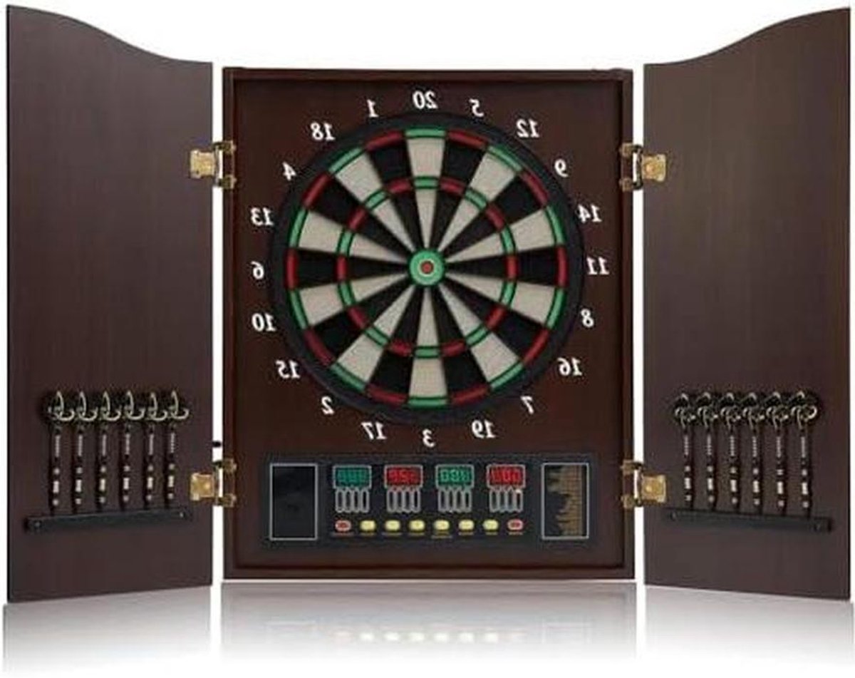 Elektronische Dartset - Dartbord met Kast - Thuis Entertainment - Geïntegreerd Scorebord - 12 Darts - Multicolor