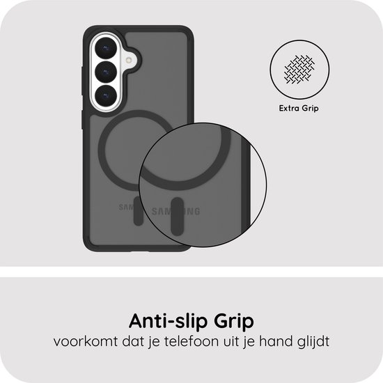 Cazy Hoesje geschikt voor Samsung Galaxy S26 Plus Hoesje geschikt pour MagSafe - Military Grade Backcover - Zwart