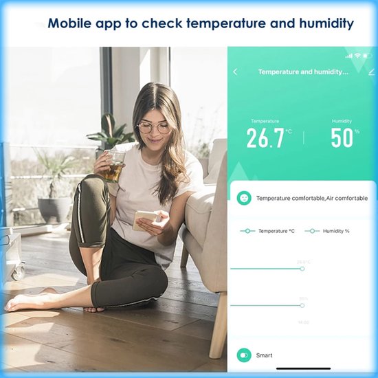 Slimme Temperatuur Monitor - Vochtigheidssensor Hygrometer - Huis Bewaken - App Waarschuwingen - 2 stuks - Wit — afbeelding 5