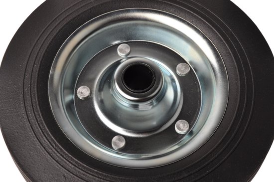Losse stalen velg met Hard rubberen wiel 200 x 50. Past op neuswiel met buis van 48mm doorsnee. — afbeelding 4