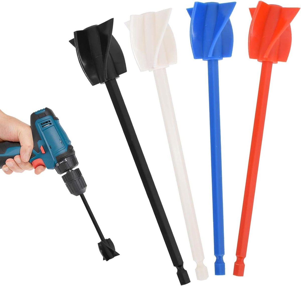 Epoxy Roerstaaf Set - Mengstaaf Herbruikbaar - Harsen Mengen - Voor Boormachine - 4 Stuks - Grijs