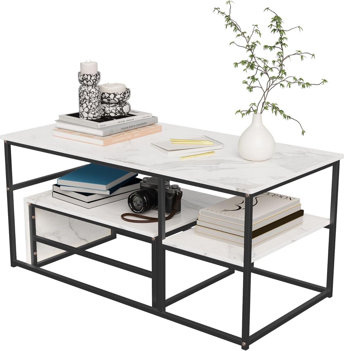 Set Salontafels - Woonkamertafels Bijzettafels - Woonkamer Inrichten - Moderne Marmerlook
