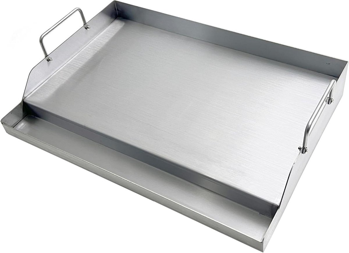 Grillplaat RVS - Bakplaat Barbecue - Buiten Koken - Universeel Passend - 46x32x7 cm - Zilver